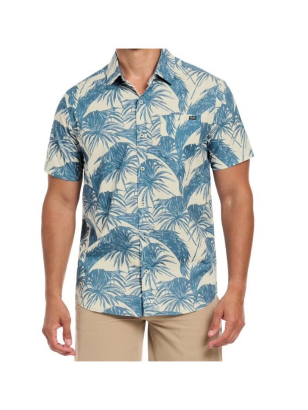 Hurley Men's Patio Printed Woven-Cream & Blue-Size Medium-NWT